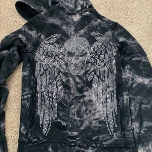 Sinful zip up with skull on the back. Tie dye